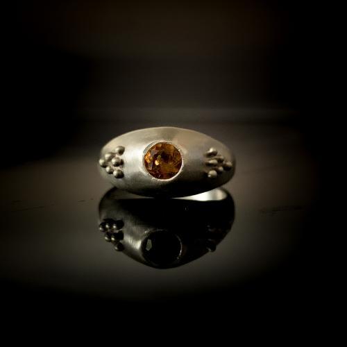 Citrine Ring in Etruscan Style in Sterling Silver or Gold