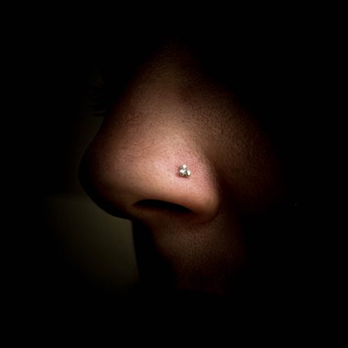 granulated nose stud in silver or gold by seragaengland SE7777-1