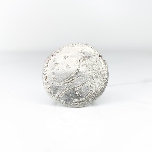 Bird of Peace & Acanthus Organic Coin Ring in Silver or Gold SeragaEngland SE9483-1