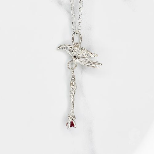 Rising Power Bird of Peace Carrying a Ruby Pendant in Silver SeragaEngland-1 8