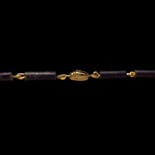 Scarab beetle 22ct gold on lapis lazuli chain 72dpi 2